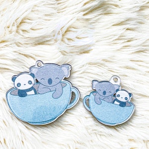 Teacup Friends Keychain - Backpack tag for kids, Acrylic Keychain, Tote Bag Tag, Lunchbox tag, Luggage Marker, Diaper Bag and Purse Charm