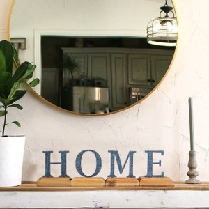 Home Sign Decor - Freestanding Acrylic and Wood Home Sign for Mantel Tabletop or Shelf Decor