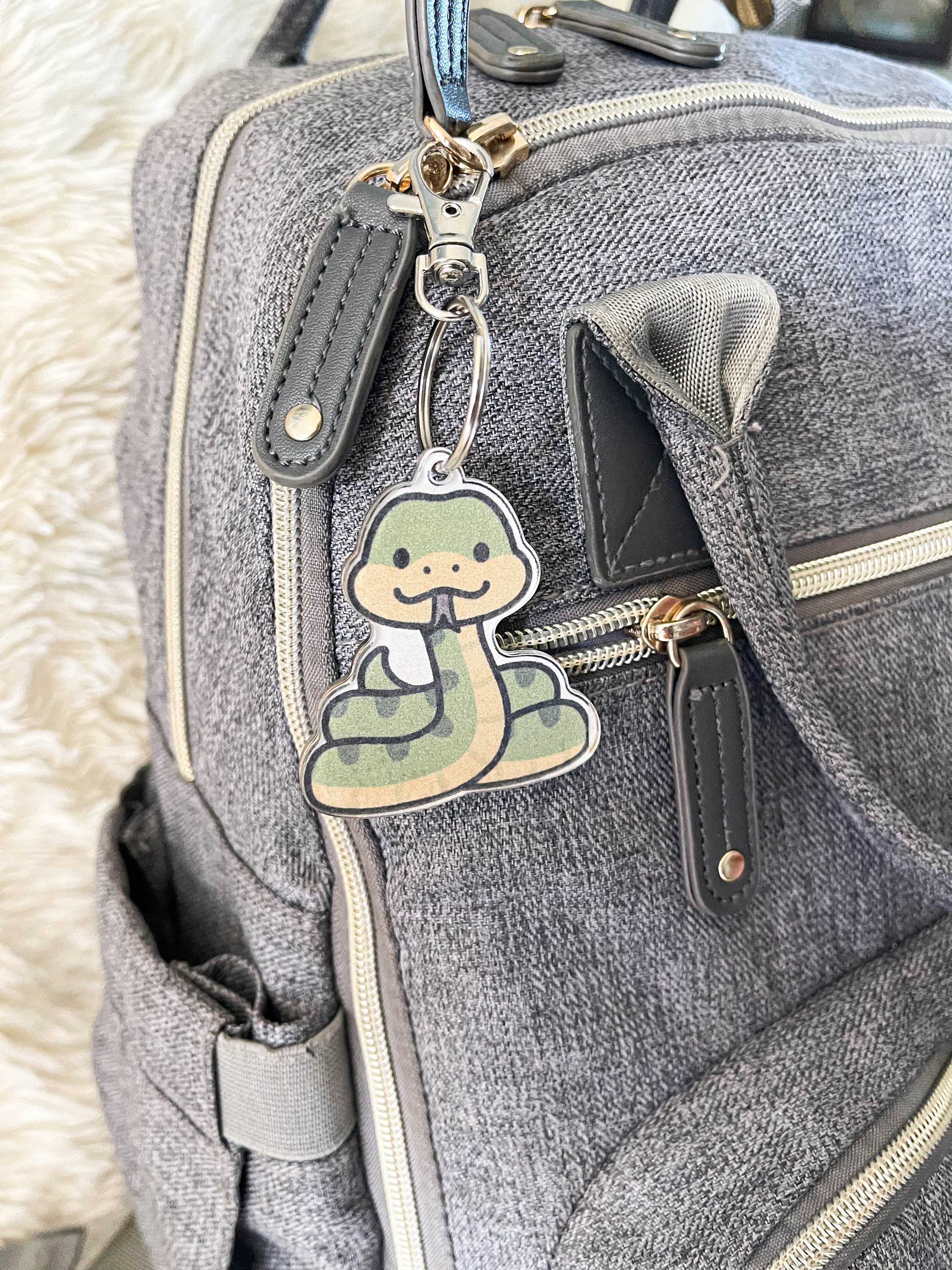 Baby Snake Keychain - Backpack Tag for Kids, Acrylic Keychain, Tote Bag ...