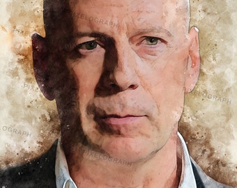 Bruce Willis, Bruce Willis digital art, Bruce Willis Print, Bruce Willis Abstract Painting, Abstract Print, Bruce Willis Colorful Room Wall