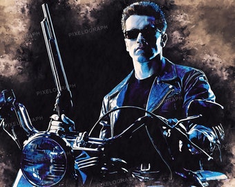 The Terminator digital art, Arnold Schwarzenegger Print, T-800 "Model 101"