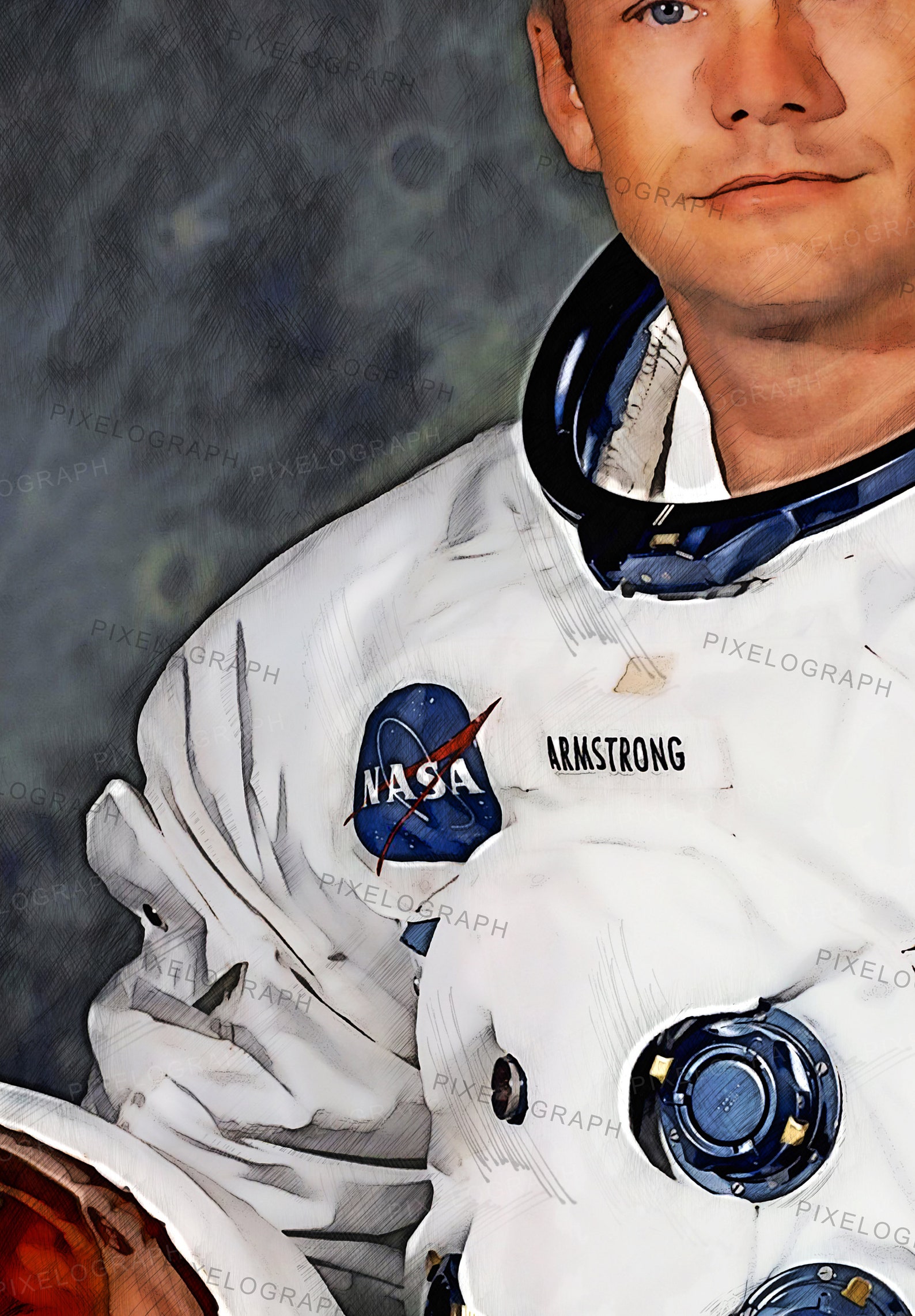 Neil Armstrong Sketch Neil Armstrong Cotton Paper Neil Etsy