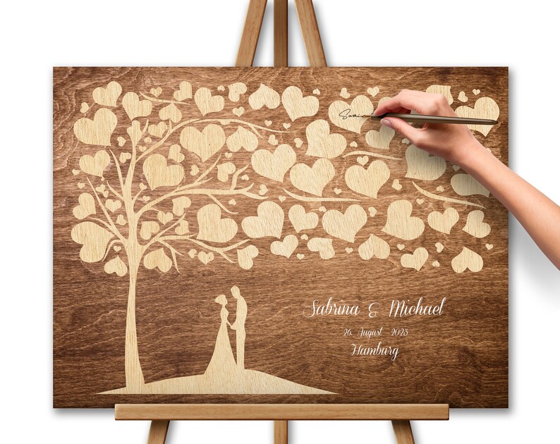 Wedding Gift Guestbook, Wedding Tree, Canvas Print with Wood Effect Wedding tree 