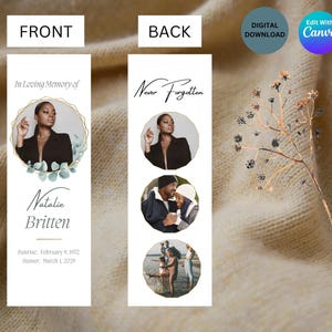 Editable Obituary Bookmark Template, Funeral Keepsake, Memorial Bookmark, Digital Download, Celebration of Life Bookmark, Bookmark, Obituary