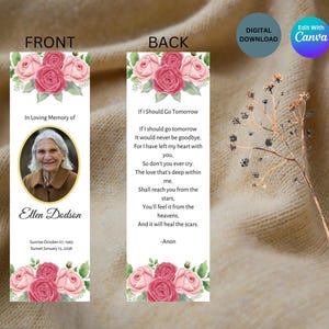 Editable Obituary Bookmark Template, Funeral Keepsake, Memorial Bookmark, Digital Download, Celebration of Life Bookmark, Bookmark, Obituary