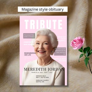 Magazine-Style Obituary Program, Obituary, Editable Canva Template, Celebration of Life, Digital Download, Magazine Style Obituary, Funeral