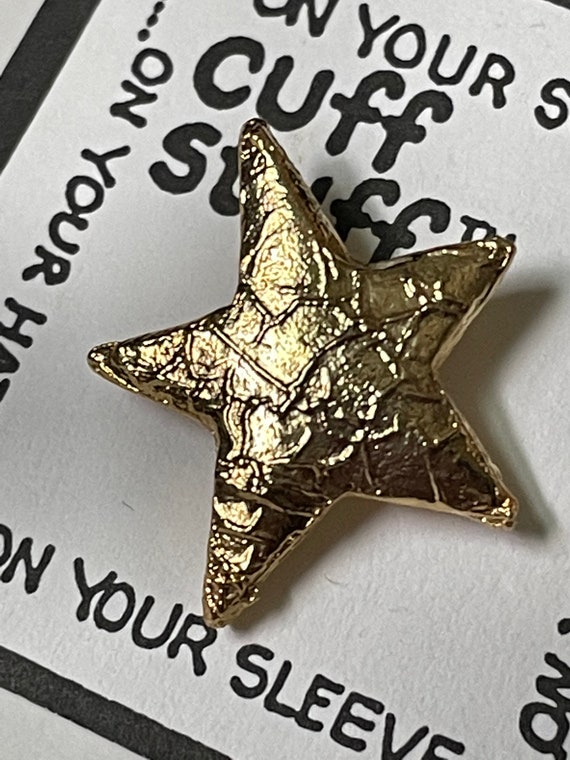 Vintage 80s Gold-Tone Star Cuff Pin - image 2