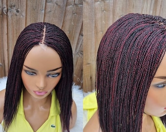 Handmade braided micro twist/ Senegalese Twist feathers wig/wigs for black women(color 1 and 39) 16 inch. (Ready to ship)