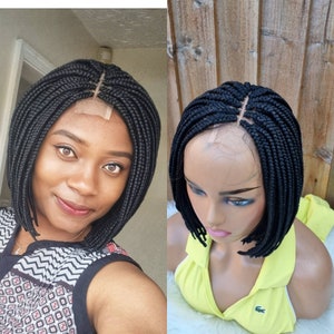 Handmade braided side part Bob wig 10 inch (colour 1)