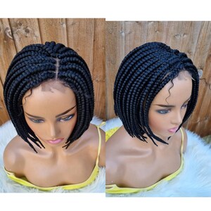 Handmade braided side part chunky bob braid wig 10 inch