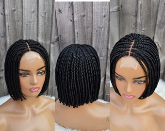 Handmade braided Bob wig 8/10 inch (color 1). (Pre-order)