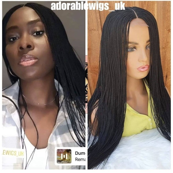 Handmade Braided Micro Twist Wig 26 Inch (black) Ready to  display picture 2