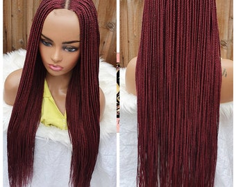 Hand Made Braided center part cornrow wig (color 39)