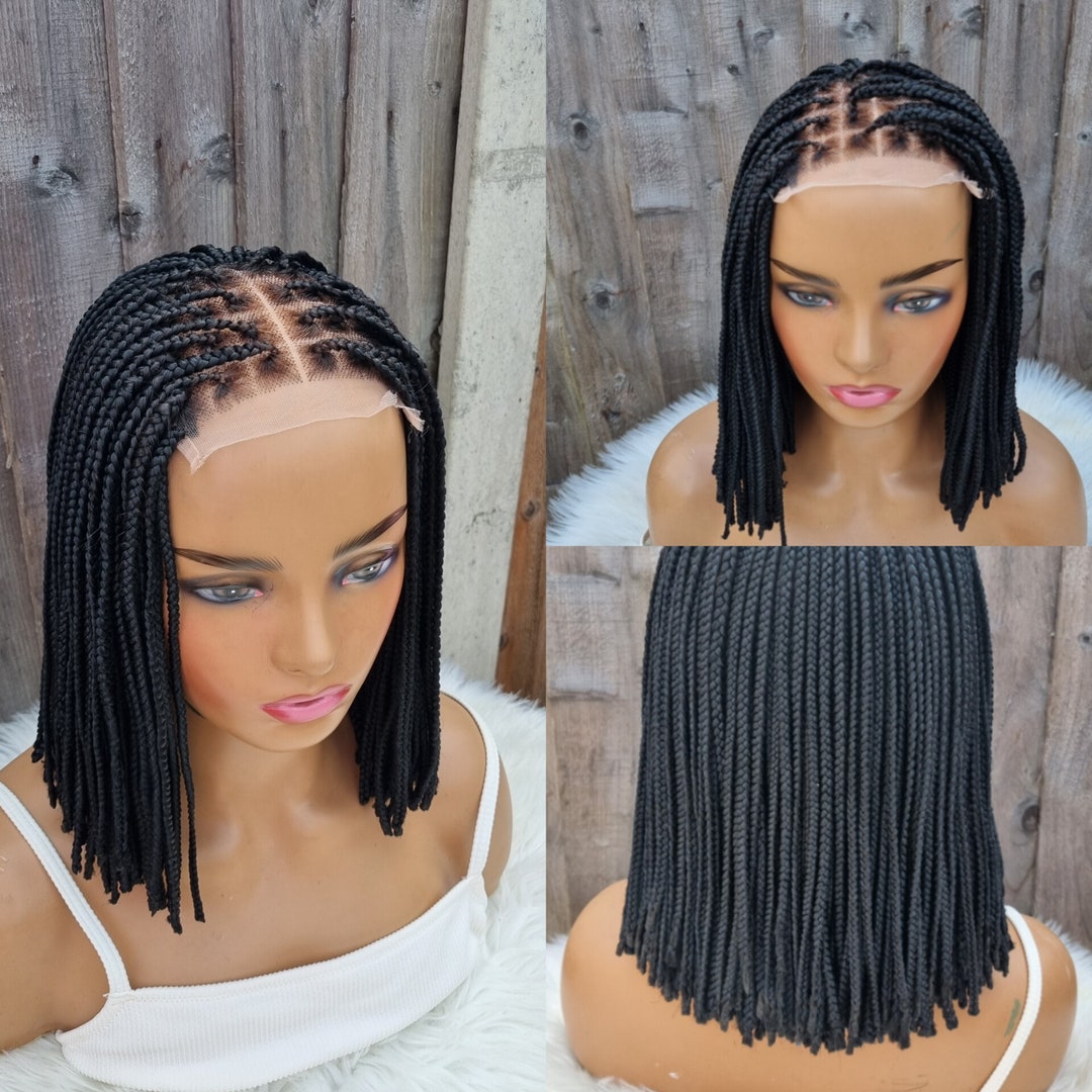 Handmade Braided Knotless Blunt Cut Wig /wig for Black Women 