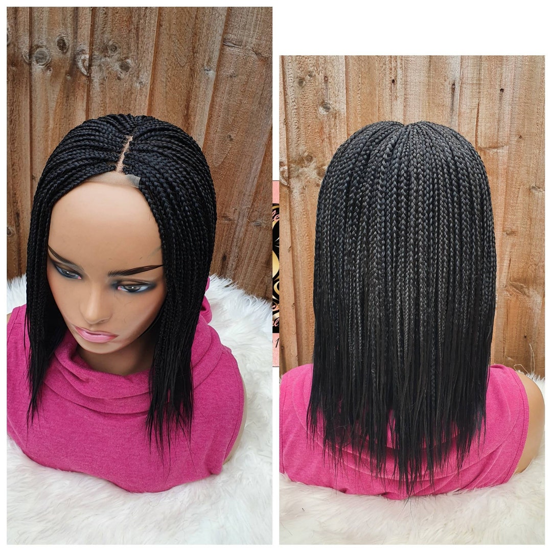 Handmade Braided Short Feathers Wig /short Braids /center Part Wig ...