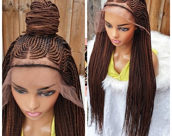 Cornrow frontal braided wig/handmade wig / long braids 36 inch (pre order)