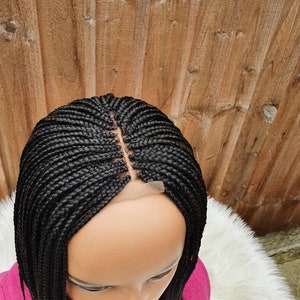 Handmade Braided short feathers wig /short braids /center part wig color 1 /14 inch image 2