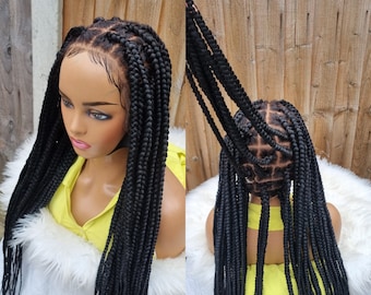 Handmade knotless braids full lace wig 30 inch (color 1)