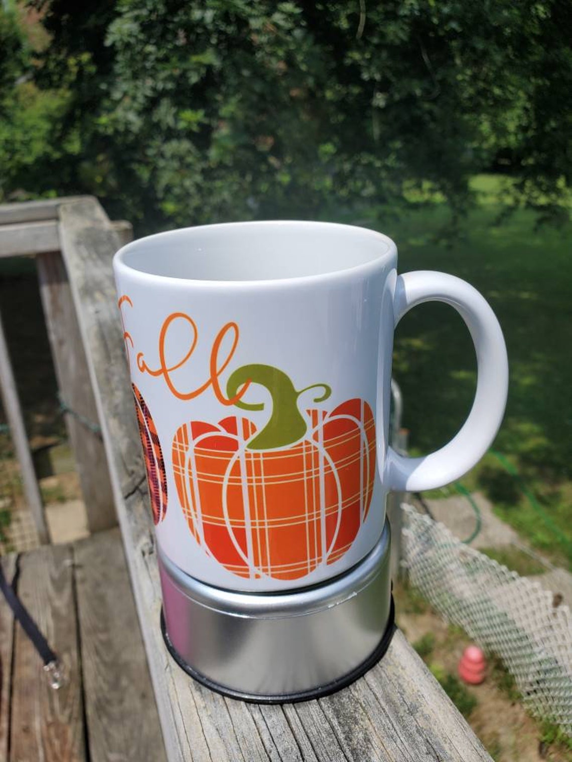 Hello Fall Pumpkin Coffee Mug Tea Cup Autumn Plaid Kitchen Etsy