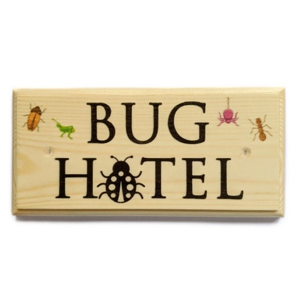Bug Hotel Sign, Personalised Garden Sign for Kids, Ladybird Plaque for Garden, Bug House Sign