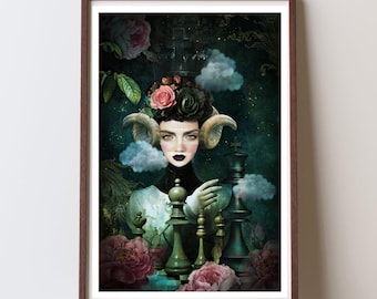The Emperor Tarot Digital Art print, Collage Art Download, Surreal Art, 8 x 12 Inch Tarot Art Print (Instant Digital Download)