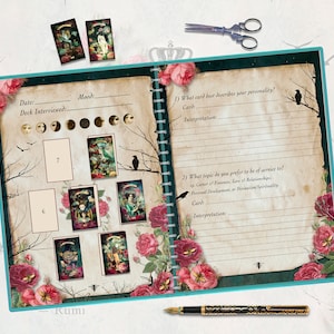 Oracle Deck et Tarot Deck Interview Spread, PDF imprimable, Oracle de la papeterie coordonnée Rose, Téléchargement instantané