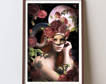 Aries Digital Art print, Collage Art Download, Surreal Art, 8 x 12 Inch Aries Art Print (Instant Digital Download)