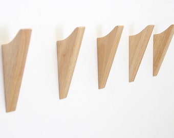 Natural Wood Coat Hooks | Solid Oak Wood Wall Hooks | Wooden Coat Hooks Rack | Towel Hooks | Wall Mounted Hooks | Minimalist | Wall Storage