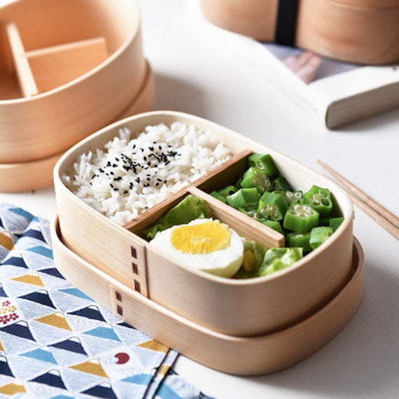 BENTO BOX - Compact Wooden Style Student Lunch Box