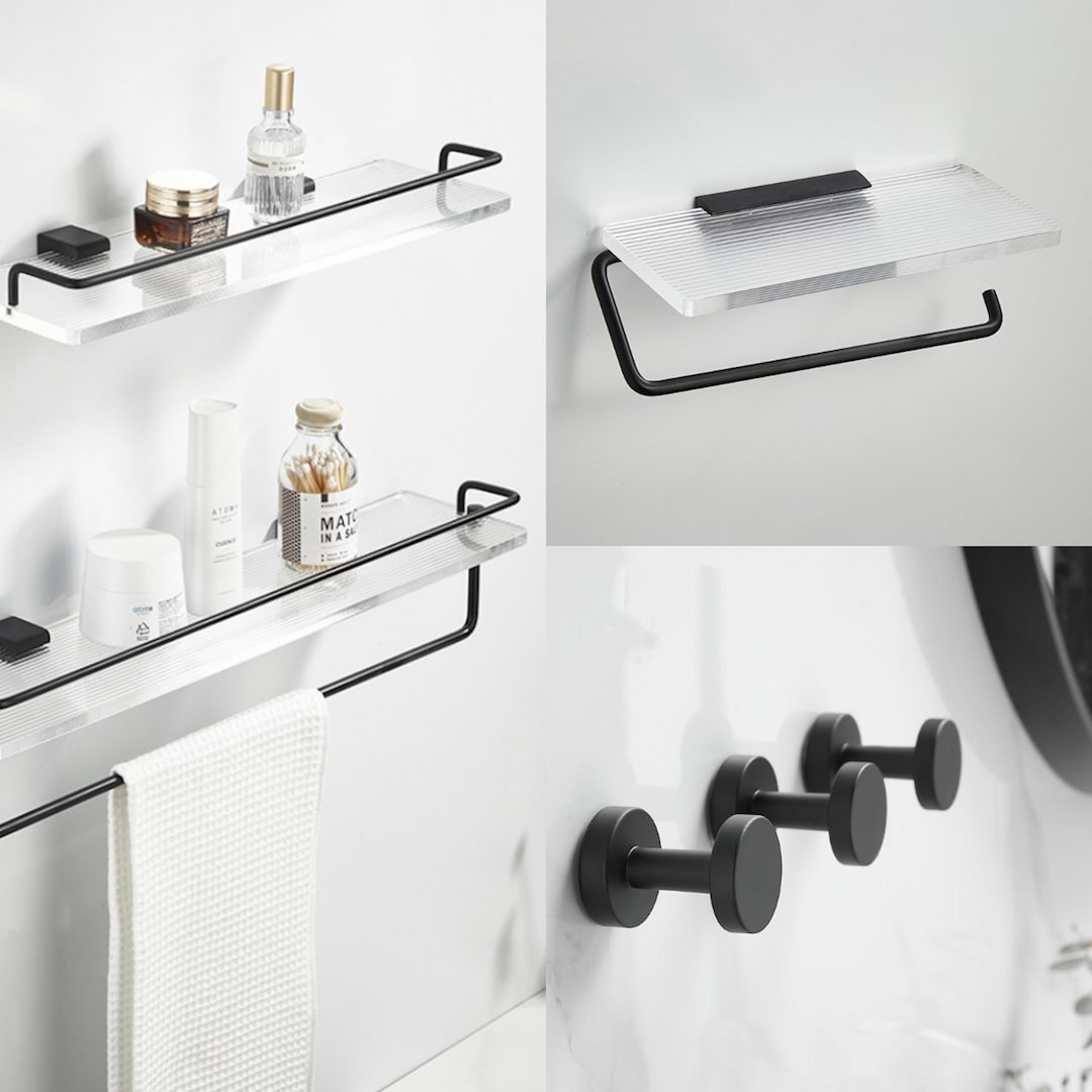 Black/gold Bathroom Hardware Set Wall Shelf Towel Bar Toilet Paper