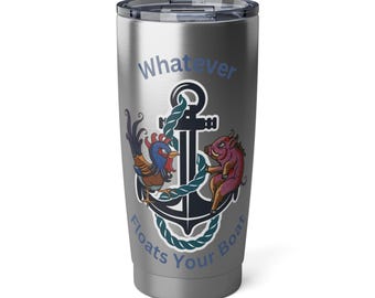 Kubek z motywem kotwicy „Whatever Floats Your Boat” | Sztuka kotwic morskich 20 uncji