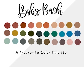 Palette de couleurs Boho Procreate, Palette de couleurs Boho Bash, Nuanciers de couleurs, Outil de création iPad