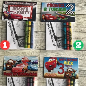 Two Fast Race Car Crayon Pouch Kit - Mcqueen Party - Lightning Birthday Party - Two Fast Two - Fast Four - Party Favors - Coloring Sheets