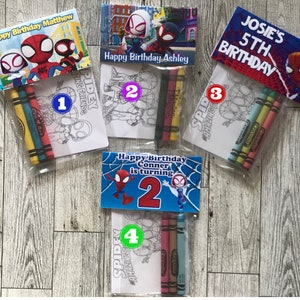 Customized Spidey and his amazing friends coloring pouch kit| Spidey Party| Spidey Favors| Baby Spidey| Spidey Party Decor| Spiderman Party