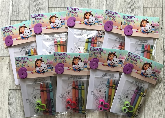 Girls Dollhouse Coloring Party Favor Pouch & Crayons-Birthday Theme- Character Gift-Bag stuffer- Gab Party Decor-