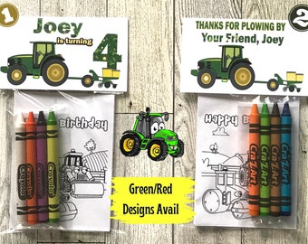 Kids Birthday Tractor Coloring Party Kit with Crayons Included| Tractor Party Favors| Birthdays| Kid's Birthday| Birthday Party| Birthday