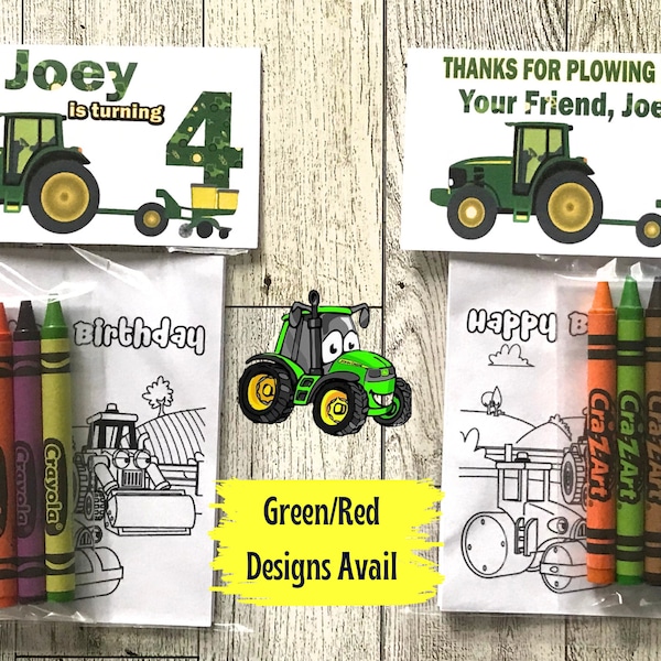 Kids Birthday Tractor Coloring Party Kit with Crayons Included| Tractor Party Favors| Birthdays| Kid's Birthday| Birthday Party| Birthday