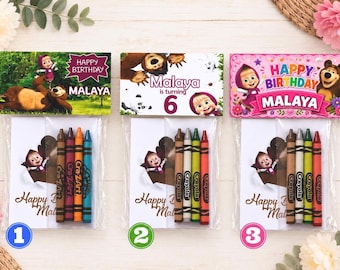 Masha and the Bear Crayon Pouch| Coloring Sheets| Masha Party| Personalized Party Favor| Birthday Party Decor| Masha Bear Party Favors Dec