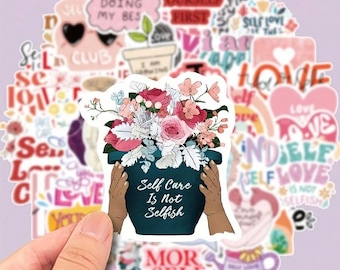 Self Love Stickers 50 pack \ Motivational Vinyl Sticker pack\Positive sticker\Self care Sticker\Mindfulness & Selfcare stickers for journals