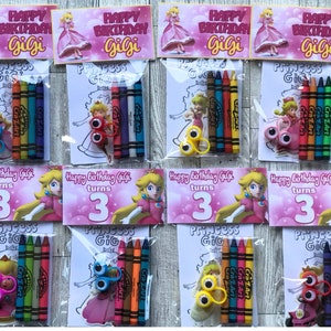 Princess Peach Coloring Kit with Crayons-Princess Birthday Theme- Princess Peach Character Gift- Princess Peach Party Favor-Super Mario