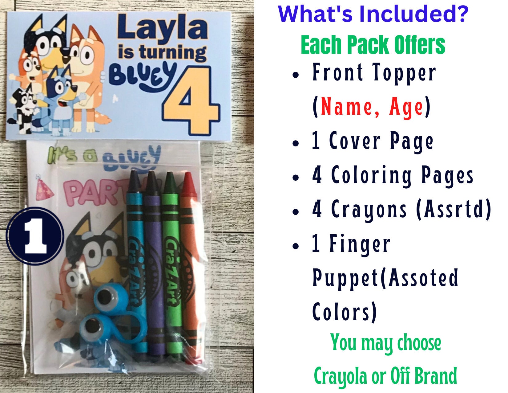 Bluey Coloring Pack with Finger Puppet