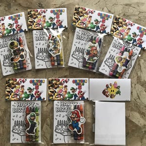 Bolsa para colorear y crayones de Super Mario Bros - Tema de cumpleaños - Regalo de personaje - Relleno para bolsa - Decoración de fiesta de Mario imagen 10