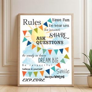 Rules poster, Classroom Rules Poster, Kids Room Decor, Montessori Art (Digital Download)