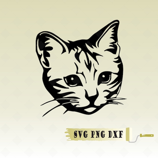 Cute Cat SVG files for Cricut, curious Pet Vector, shirt design, Peeking face animal Clipart, printable art, Download png svg dxf cut file