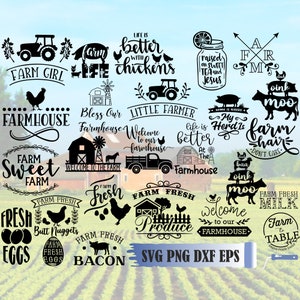 Ferme SVG Png Dxf Eps, Farmlife SVG Bundle, Farming Saying And Quotes, Fichier Cricut, Fichier imprimable, Fichier vectoriel, Silhouette, Clipart