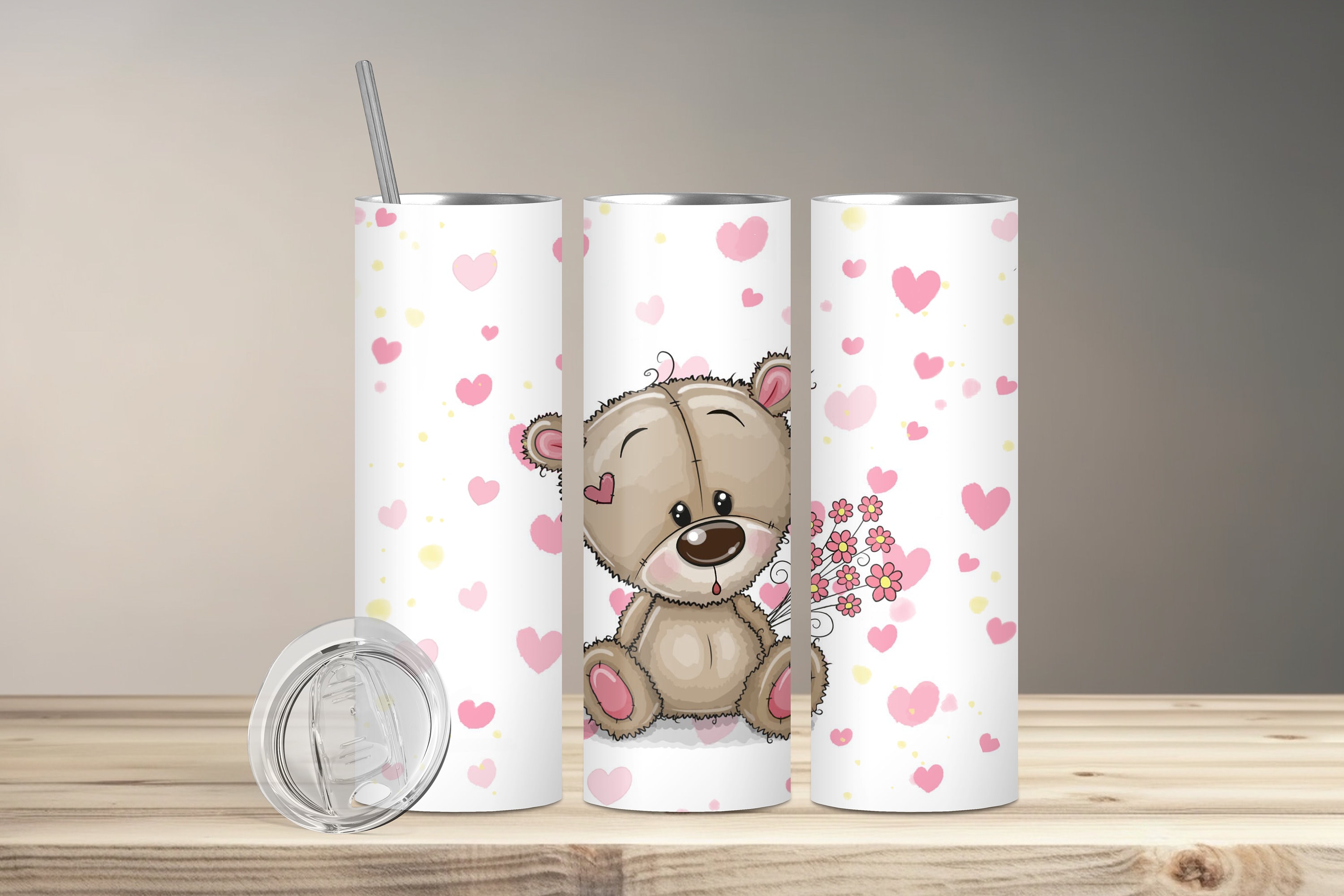 Teddy Bear Tumbler Design 20 Oz Skinny Tumbler Sublimation Design ...