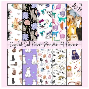 Cat Paper Bundle: 41 Digital Designs (Digital Download)