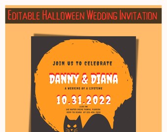 Editable Halloween Wedding Invitation