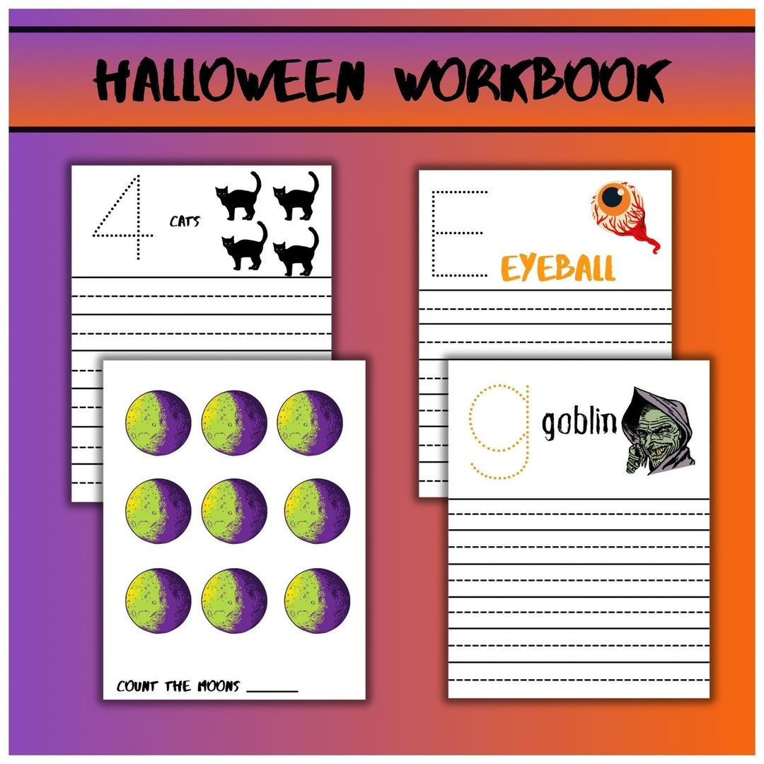 Halloween Tracing Alpabet Workbook. Halloween Workbook Numbers and ...