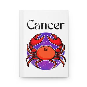 Cancer Zodiac Journal, Astrology Notebook, Horoscope Diary, Matte Hardcover Journal, Astrology Gift
